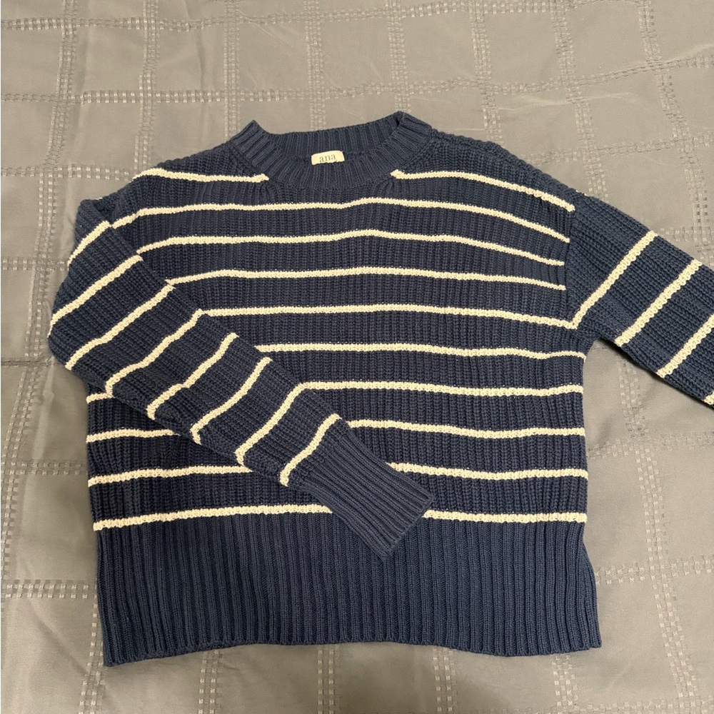 a.n.a Navy and Cream Knit Sweater